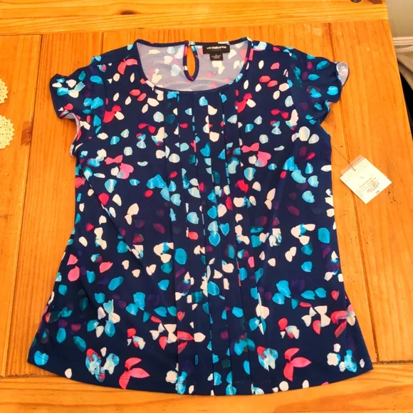 Chemisier De Bureau Liz Claiborne Taille XL - Bleu Marine Col V - Manches Longues - Neuf Avec Étiquette